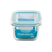 GLASSLOCK - Szklany pojemnik kuchenny, kwadratowy 210 ml - niebieski