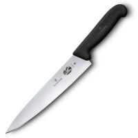 VICTORINOX - Fibrox - Nóż do mięsa - Gładkie ostrze - 22 cm - Czarny