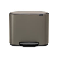 BRABANTIA 121203 - Bo Pedal Bin - Kosz 11 l + 23 l - 2 komory - Platynowy
